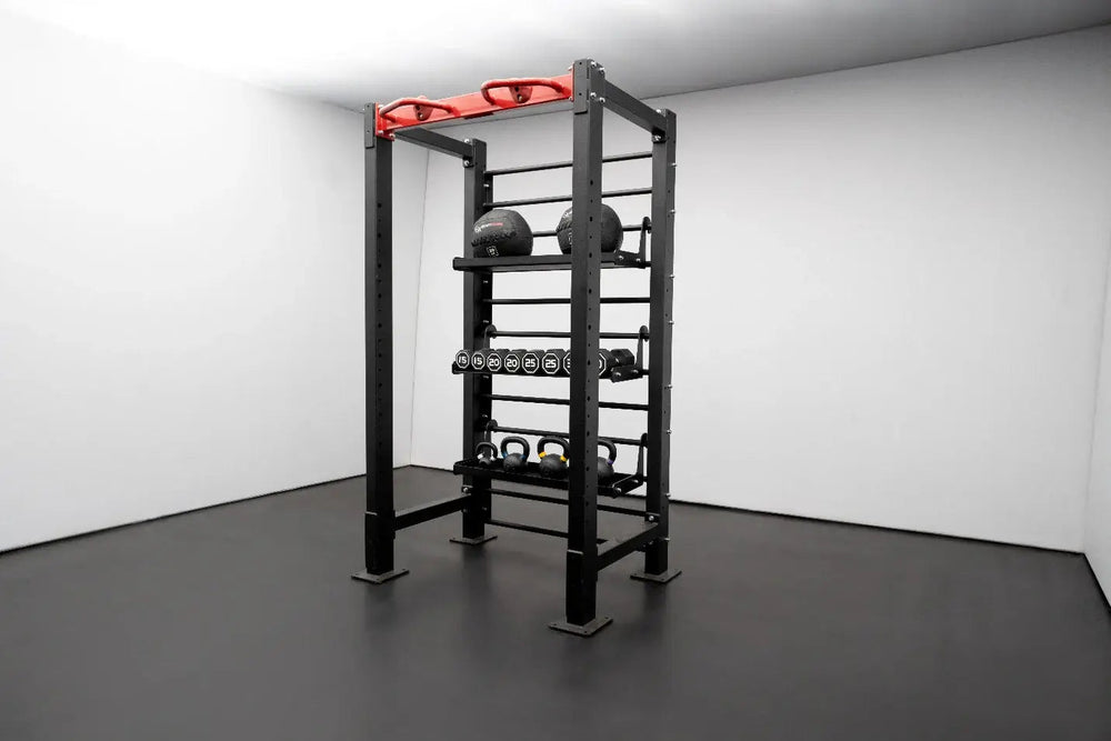 BodyKore Single Bay Storage Rack VFCR1701A with Accessories from angle