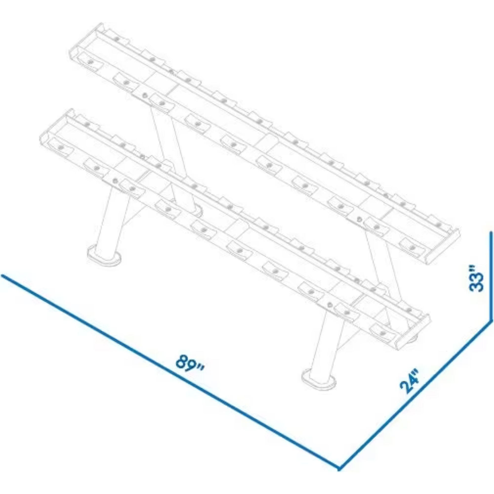 BodyKore Dumbbell Rack G231 Dimensions
