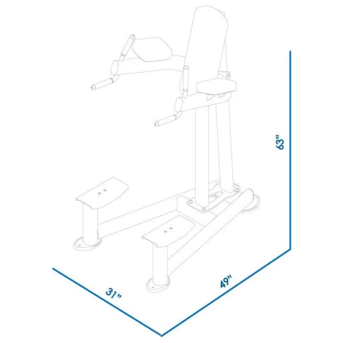 BodyKore Elite Series Vertical Knee Raise CF2107 Dimensions