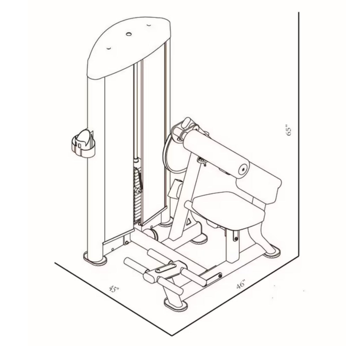 BodyKore Isolation Series Abdominal/Back Extension Combo GR637 Dimensions