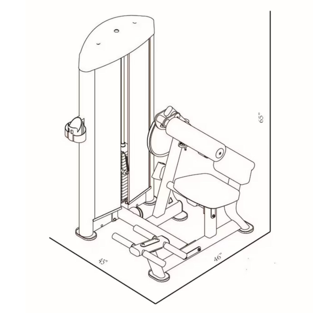 BodyKore Isolation Series Abdominal/Back Extension Combo GR637 Dimensions