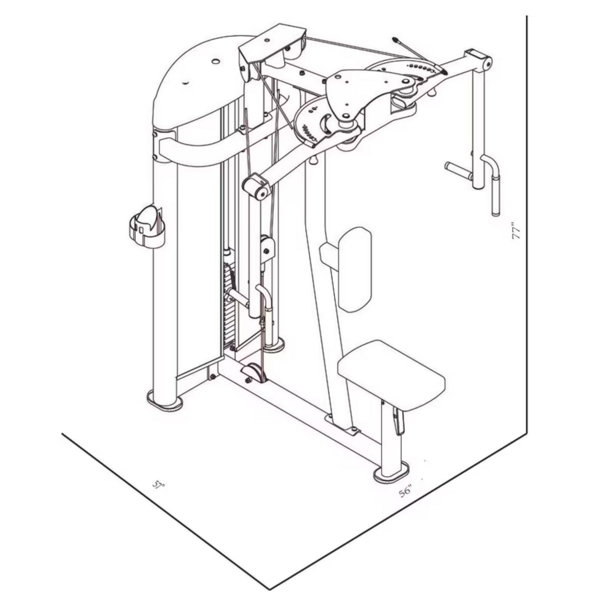 BodyKore Isolation Series Pectoral/Fly GR633 Dimensions