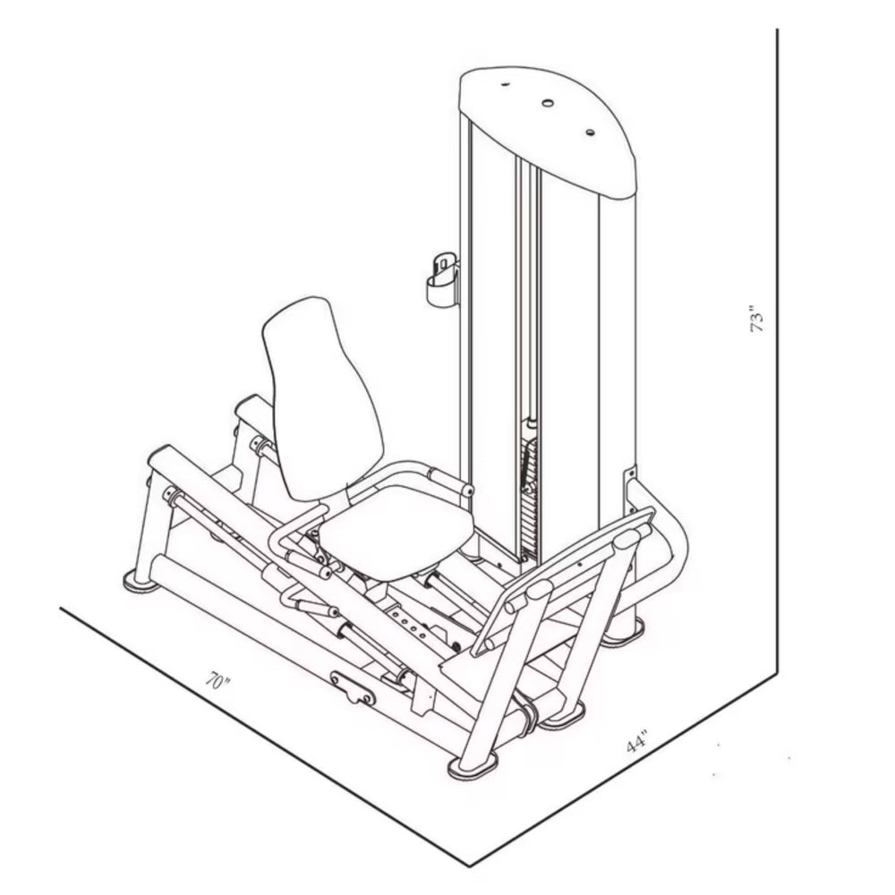 BodyKore Isolation Series Seated Leg Press GR614 Dimension
