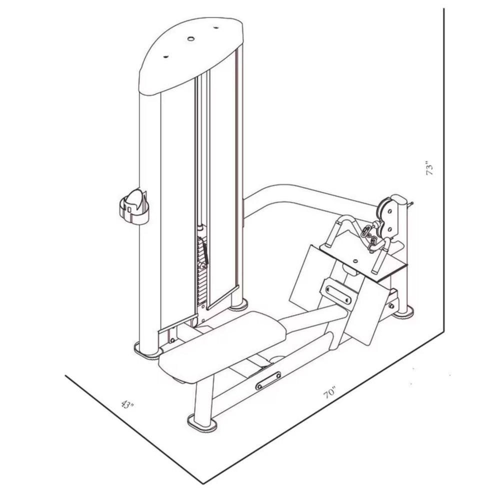 BodyKore Isolation Series Selectorized Low Pull GR616 Dimensions