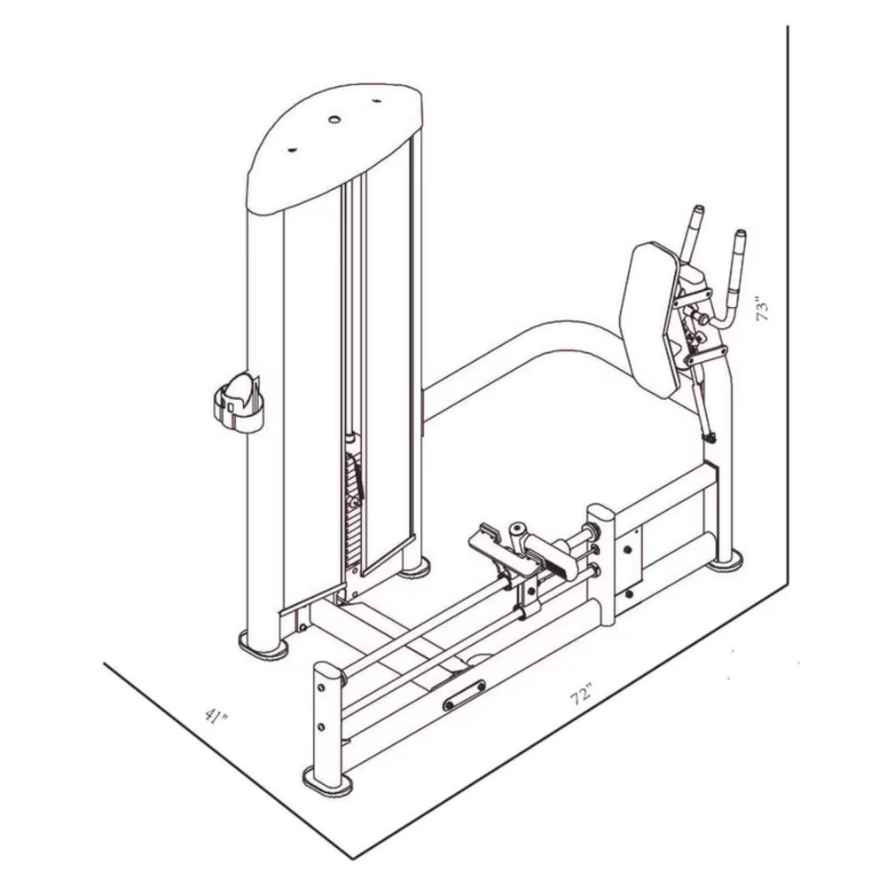 BodyKore Isolation Series Selectorized Rear Kick GR618 Dimensions