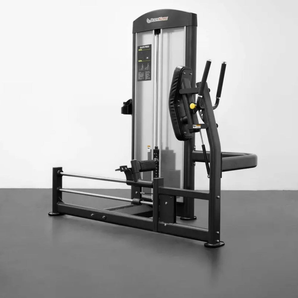 BodyKore Isolation Series Selectorized Rear Kick GR618 Frame made with 3.5” Oval Rolled Steel TubingRated over 1000lbs Left View With Background 