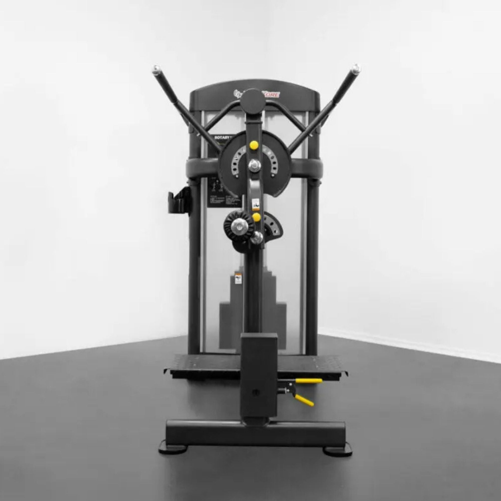 BodyKore Isolation Series Selectorized Rotary Hip GR635 Allows users to perform hip exercise from the standing position, providing enhanced alignment and increasing target muscle involvement