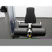 BodyKore Leg Extension/Leg Prone GR643 showing padded rollers, adjustable leg pad, and ergonomic backrest, with part of the weight stack system visible.