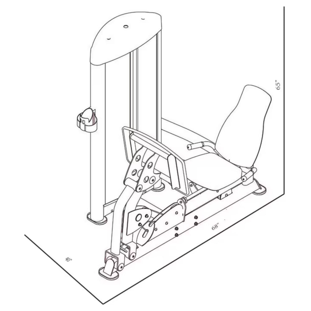 BodyKore Leg Press/Calf Extension GR631 Dimensions