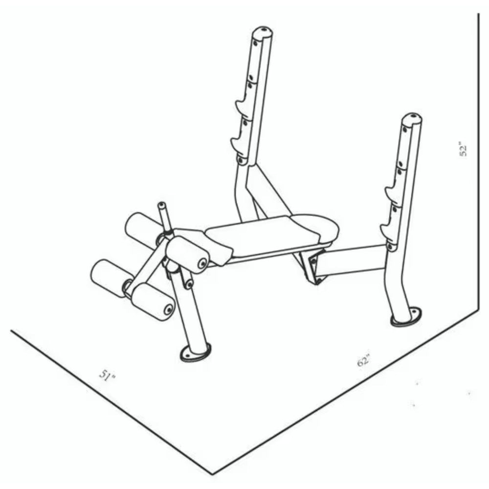BodyKore Olympic Decline Bench Signature Series G253 Dimensions