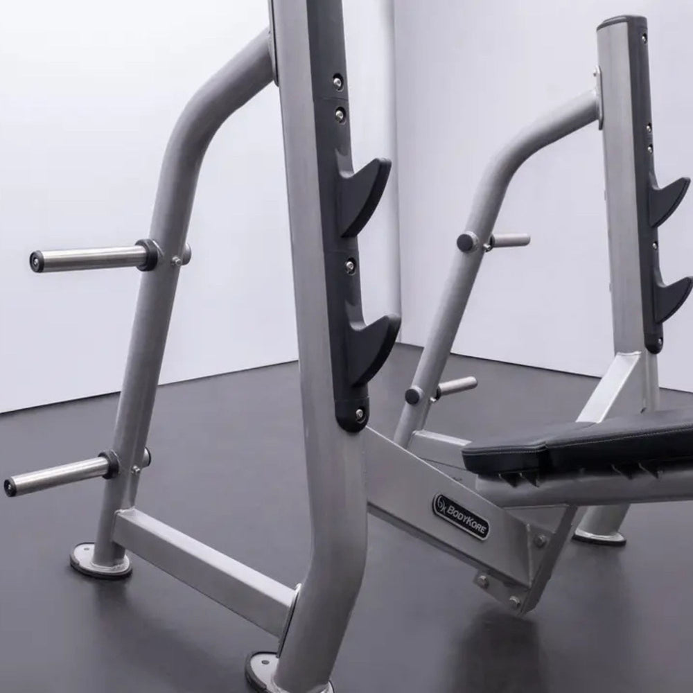 BodyKore Olympic Decline Press  CF2153 Holds Any Combination of 10 Barbells from 20 to 110 lbs