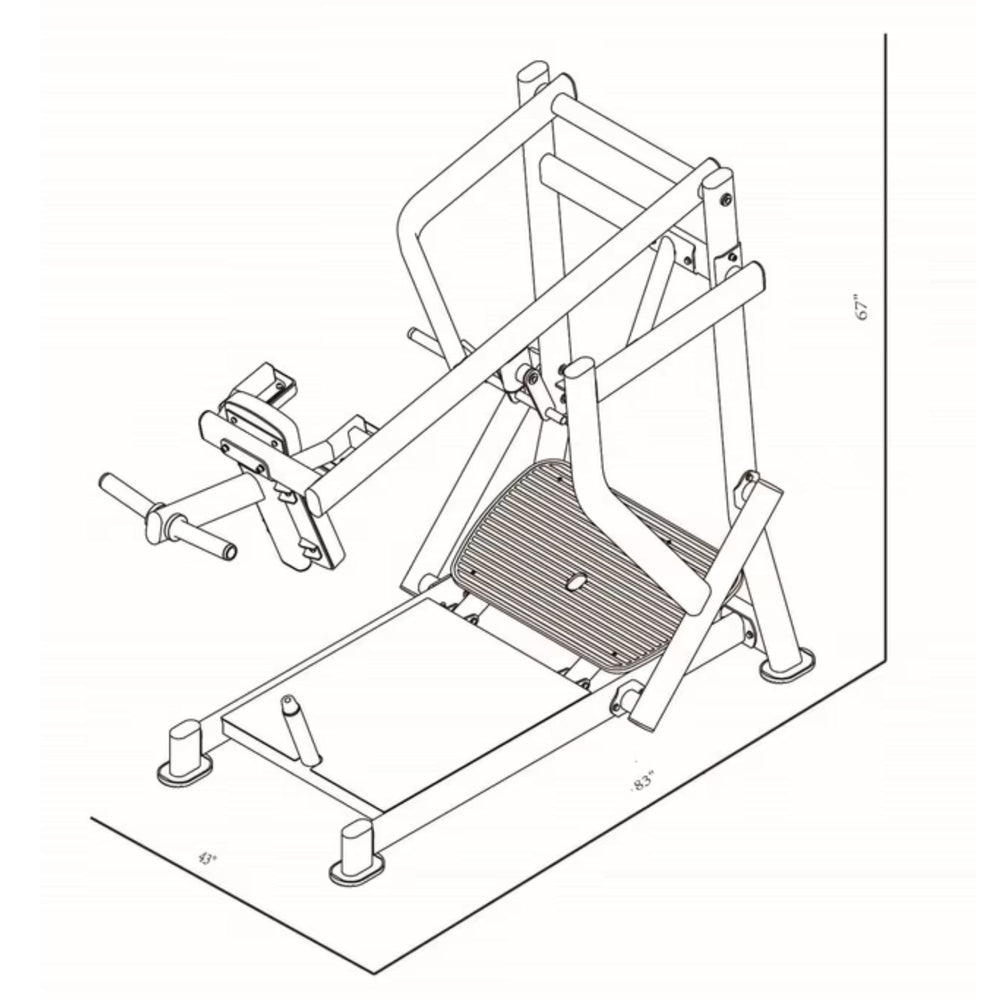 BodyKore Pendulum Squat CF8137 Dimension