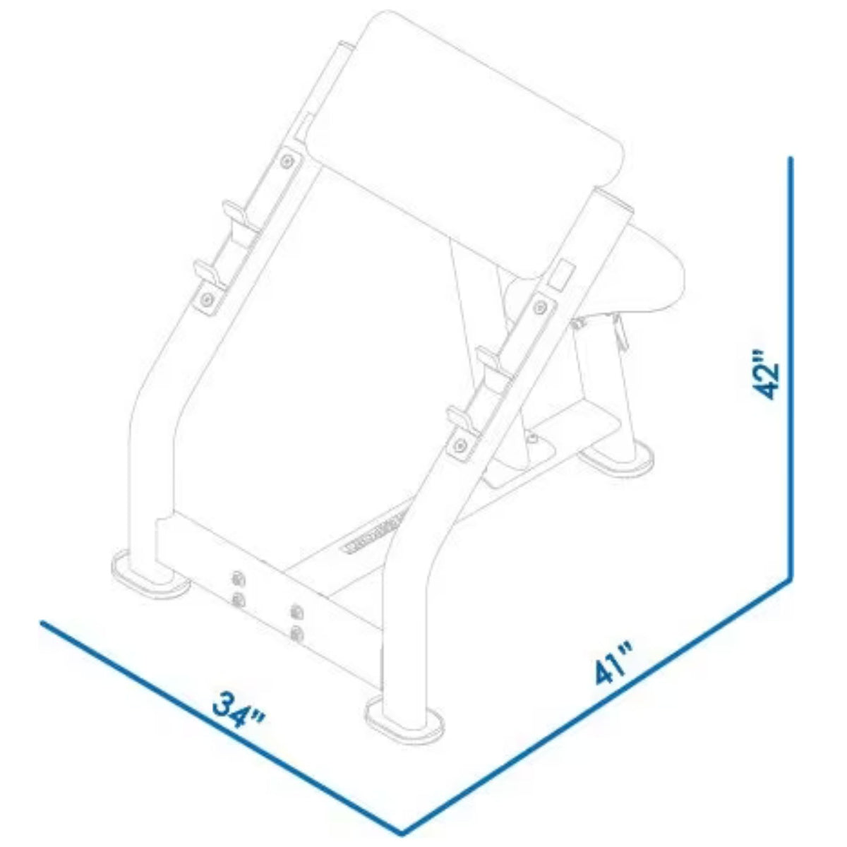 BodyKore Seated Preacher Curl G257 Dimensions