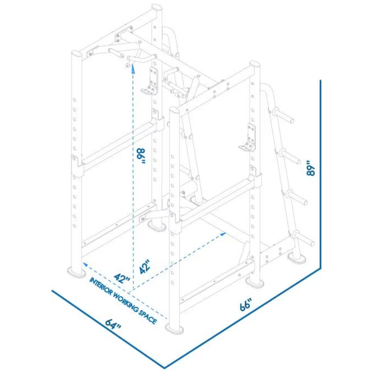 BodyKore Signature Series Full Squat Cage G256 Dimensions