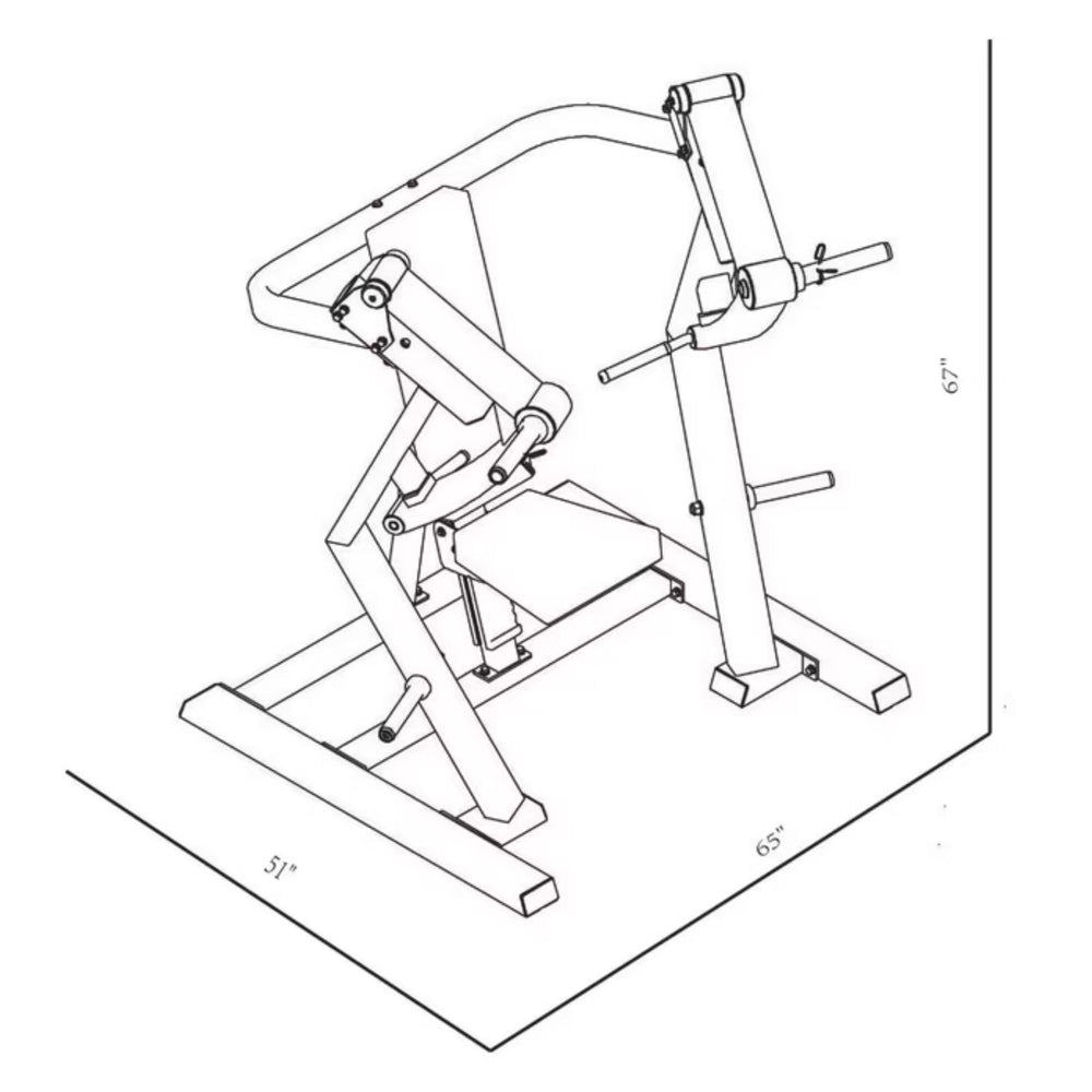 BodyKore Stacked Series Plate Loaded Chest Press GR801 Dimensions