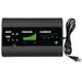 Black electronic device with digital display and control buttons on a white background