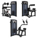 TKO Core & Posterior Chain 3-Station Circuit SelectORIZED Package, showing torso rotation, back extension and ab crunch machines with a seat and backrest, shown on a plain white background.