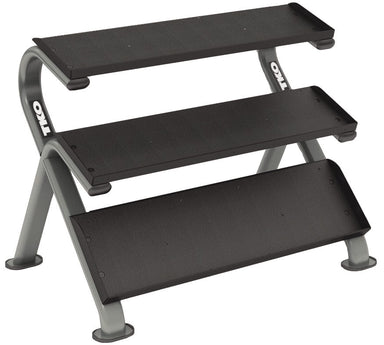 Dumbbell spacing and easy access with the TKO 3-Tier Horizontal Dumbbell Rack
