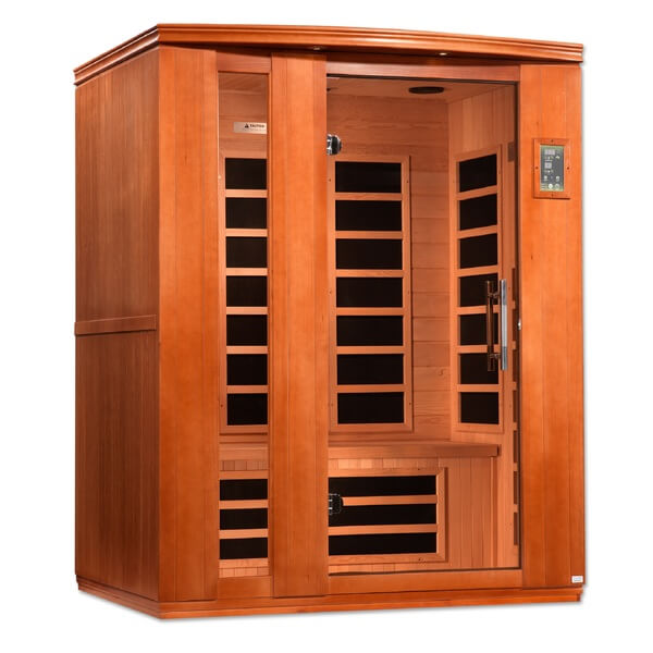 Dynamic Lugano 3 Person Low EMF FAR Infrared Sauna DYN-6336-02 Elite Front Left View