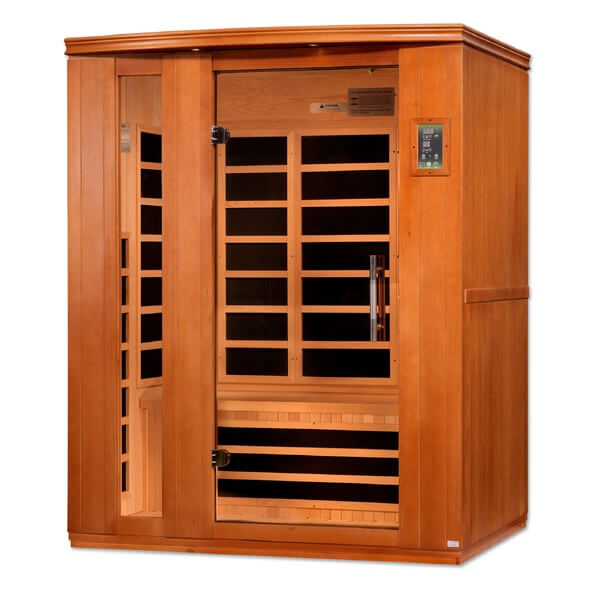 Dynamic Lugano 3 Person Low EMF FAR Infrared Sauna DYN-6336-02 Front Right View