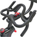 Echelon-EX-Pro-Bike-Close-up of a stationary bike handlebar with red buttons on a white background