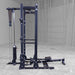 Body-Solid Rower Attachment in a side view installed into a power rack with lat pulldown attachment