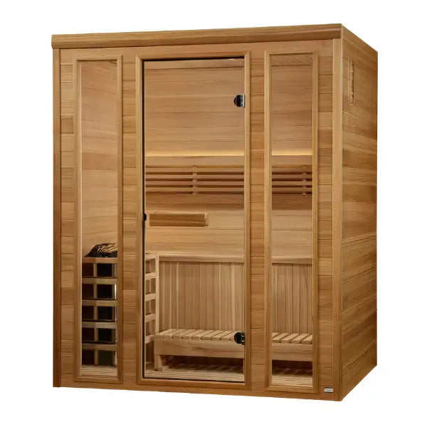 Golden Designs 2025 "Andermatt Edition" 2 - 3 Person Traditional Steam Sauna GDI-7030-01	Front Right View
