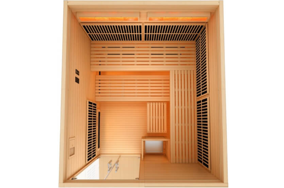 Golden Designs 2025 Toledo 6 Per Hybrid Sauna Full Spectrum and Harvia Traditional Stove GDI-8360-01	Top Down View
