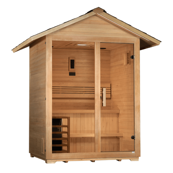 Golden Designs "Arlberg" 3 Person Traditional Outdoor Sauna GDI‐8103‐01	Front Left View
