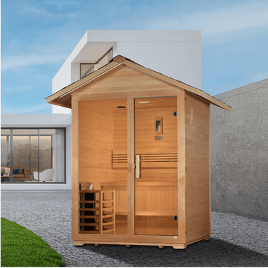 Golden Designs "Arlberg" 3 Person Traditional Outdoor Sauna GDI‐8103‐01	Front View Indoor
