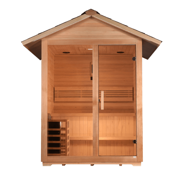 Golden Designs "Arlberg" 3 Person Traditional Outdoor Sauna GDI‐8103‐01	Front View 
