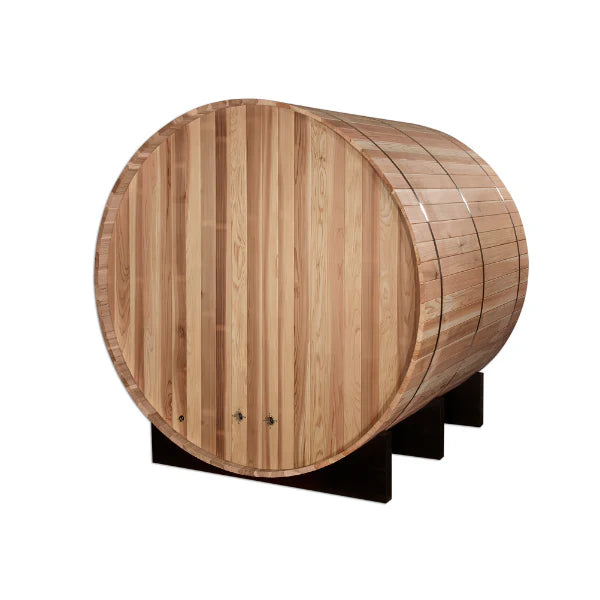 Golden Designs "Arosa" 4 Person Barrel Traditional Sauna GDI-B004-01	Back View 
