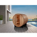 Golden Designs "Arosa" 4 Person Barrel Traditional Sauna GDI-B004-01	Front View Outdoor 1
