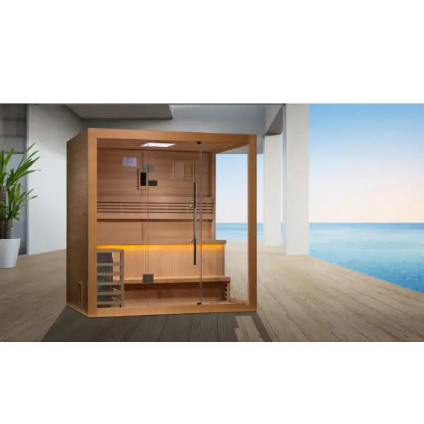 Golden Designs "Forssa Edition" 3 Person Indoor Traditional Sauna GDI-7203-01	Front View Indoor
