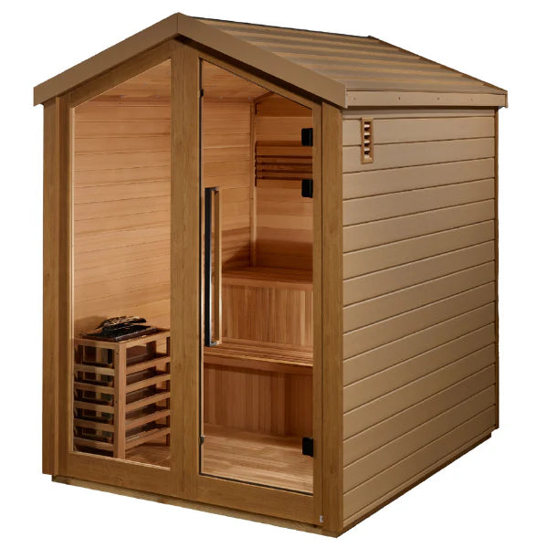 Golden Designs Kaarina 6 Person Outdoor Traditional Sauna GDI-8506-01	Front Left View
