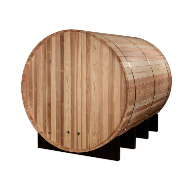 Golden Designs "Klosters" 6 Person Barrel Traditional Sauna GDI-B006-01	Back View 
