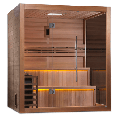 Golden Designs "Kuusamo Edition" 6 Person Indoor Traditional Sauna GDI-7206-01  Front Left View 
