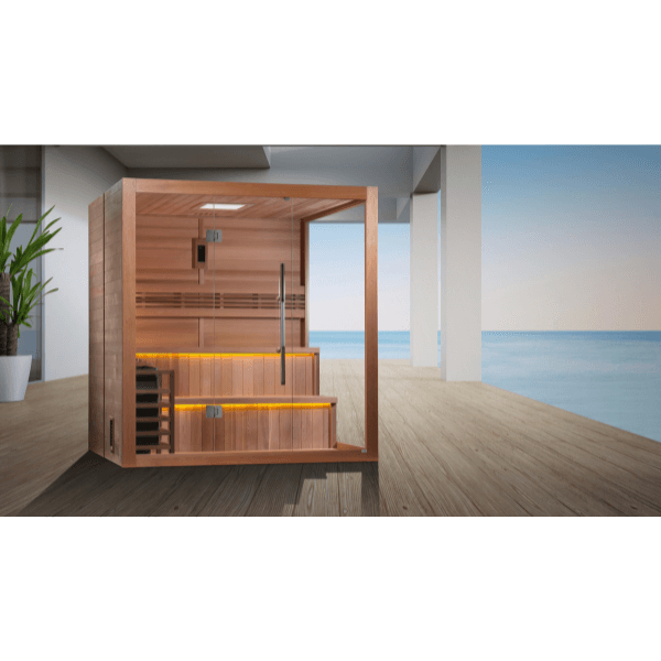 Golden Designs "Kuusamo Edition" 6 Person Indoor Traditional Sauna GDI-7206-01 Front View Indoor

