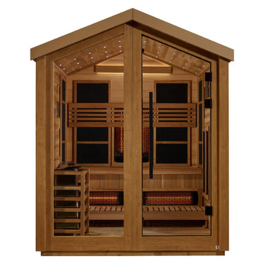 Golden Designs Loviisa 3 Person Hybrid PureTech™ Full Spectrum IR or Traditional Stove Outdoor Saunas GDI-8523-01	Front View
