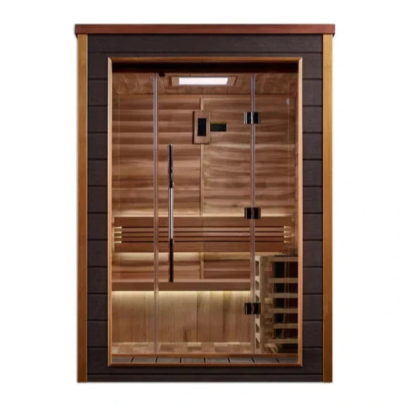 Golden Designs Narvik 2 Person Outdoor Traditional Sauna GDI-8202-01	Front View 
