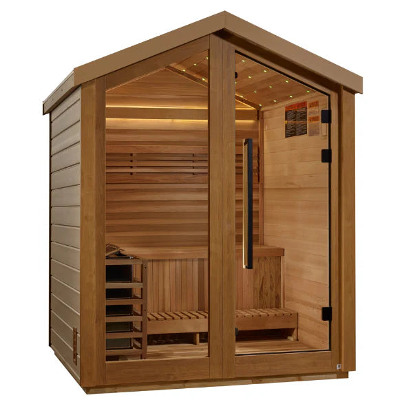 Golden Designs Savonlinna 3 Person Outdoor Traditional Sauna GDI-8503-01	Front Left View
