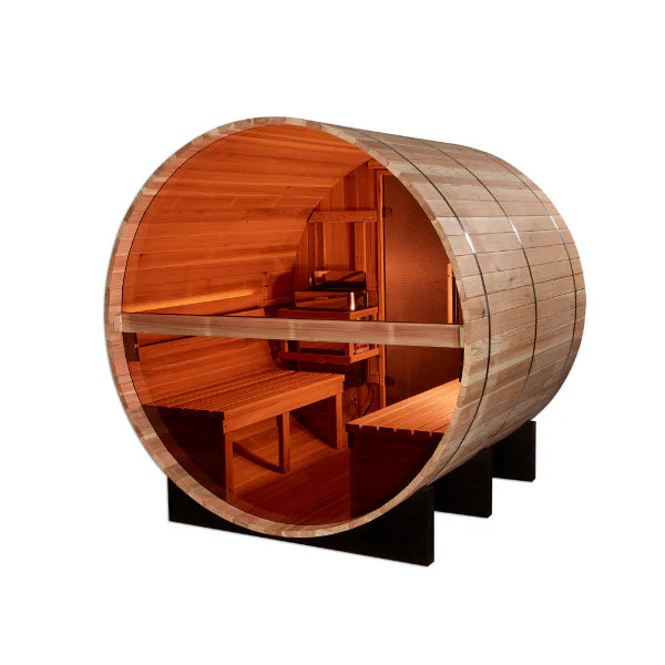 Golden Designs "Zurich" 4 Person Barrel with Bronze Privacy View - Traditional Sauna GDI-B024-01	Interior
