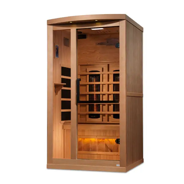 Golden Designs 1-2-Person Full Spectrum PureTech Near Zero EMF FAR Infrared Sauna Black Finish Door Handle GDI-8010-03