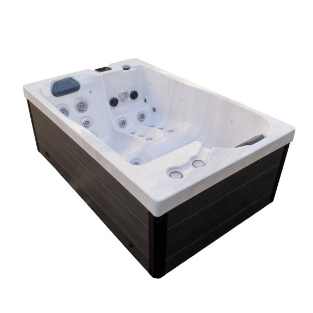 Luxury Spas Cascade WS-303 2-Person Hot Tub angled back view white background