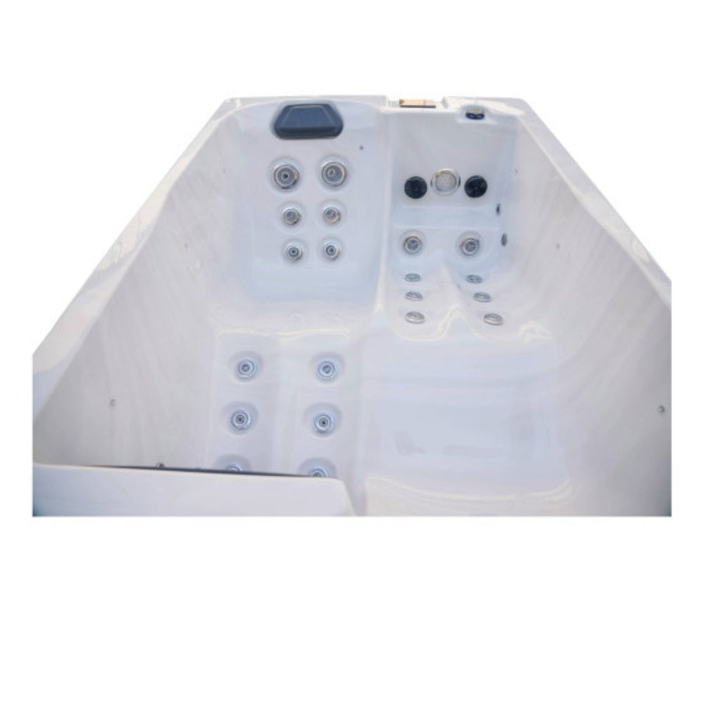 Luxury Spas Cascade WS-303 2-Person Hot Tub inside tub seat view white background