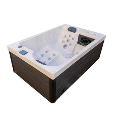 Luxury Spas Cascade WS-303 2-Person Hot Tub angled front view white background