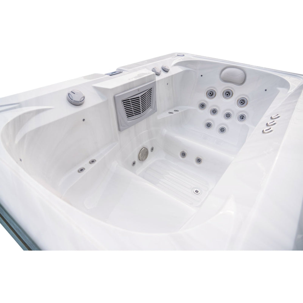 White Luxury Spas USA Marquis Hot & Cold Contrast Therapy Spa  tub with multiple jets on a white background