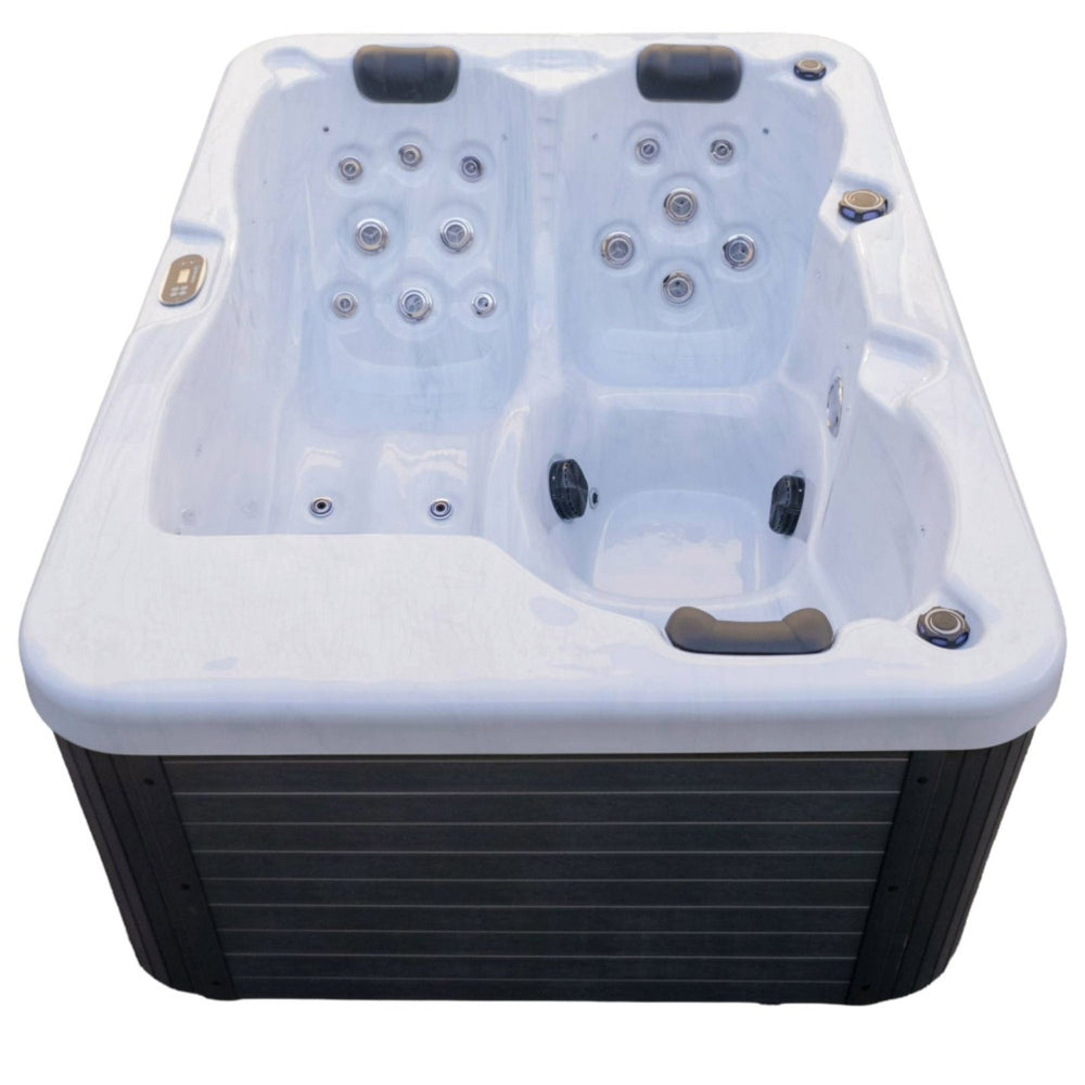 Luxury Spas Allure 3-Person  Hot tub with multiple jets on a white background