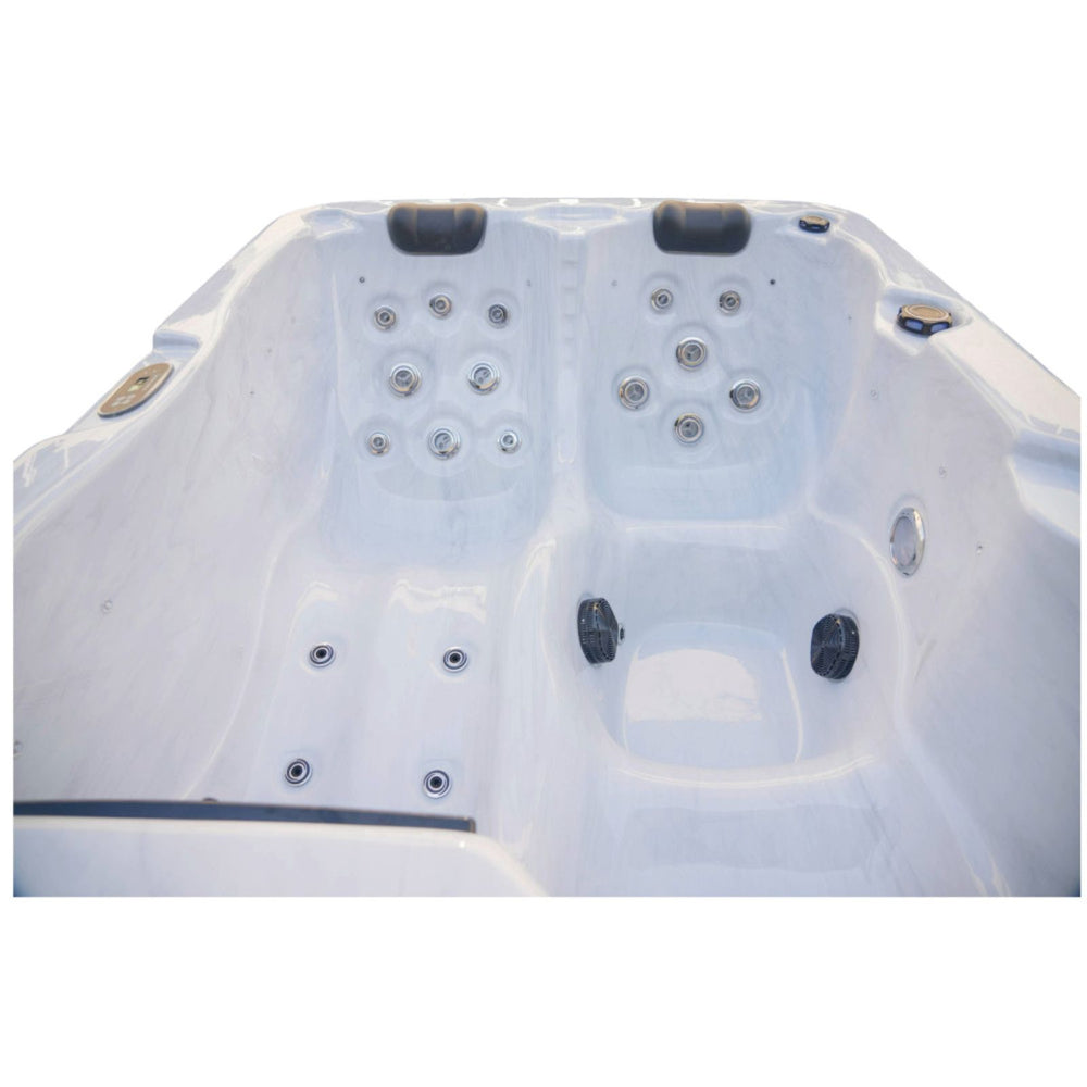 Luxury Spas Allure 3-Person  Hot tub with multiple jets on a white background