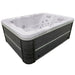 Luxury Spas Allure 3-Person Hot tub with gray exterior and white interior on a white background